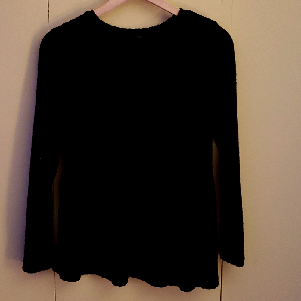 Black peplum lightly ribbed  top